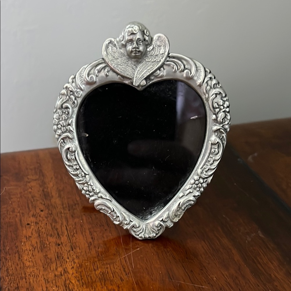 Elias Fine Pewter Heart Angel Cherub Photo Frame USA 🇺🇸 Made Silver Vintage Rare